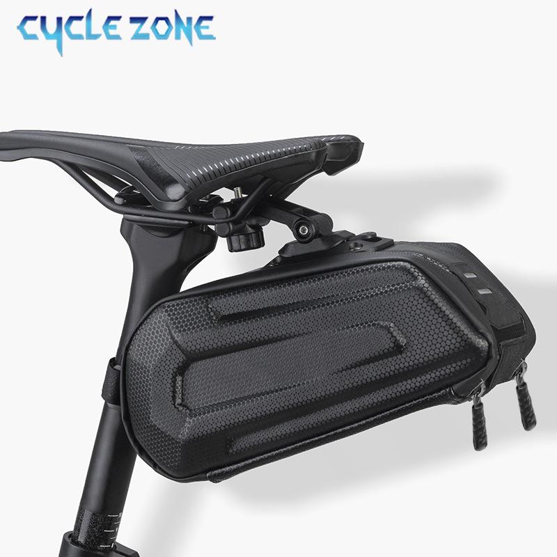 Cycling Gear Organizer Bag - Hard Shell Bike Saddle Bag Carbon