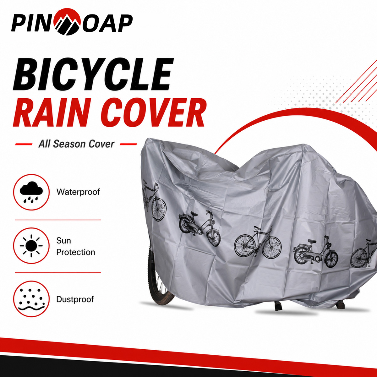 Cycling Gear Organizer Bag - PINMOAP Universal Bicycle Rain Cover Waterproof