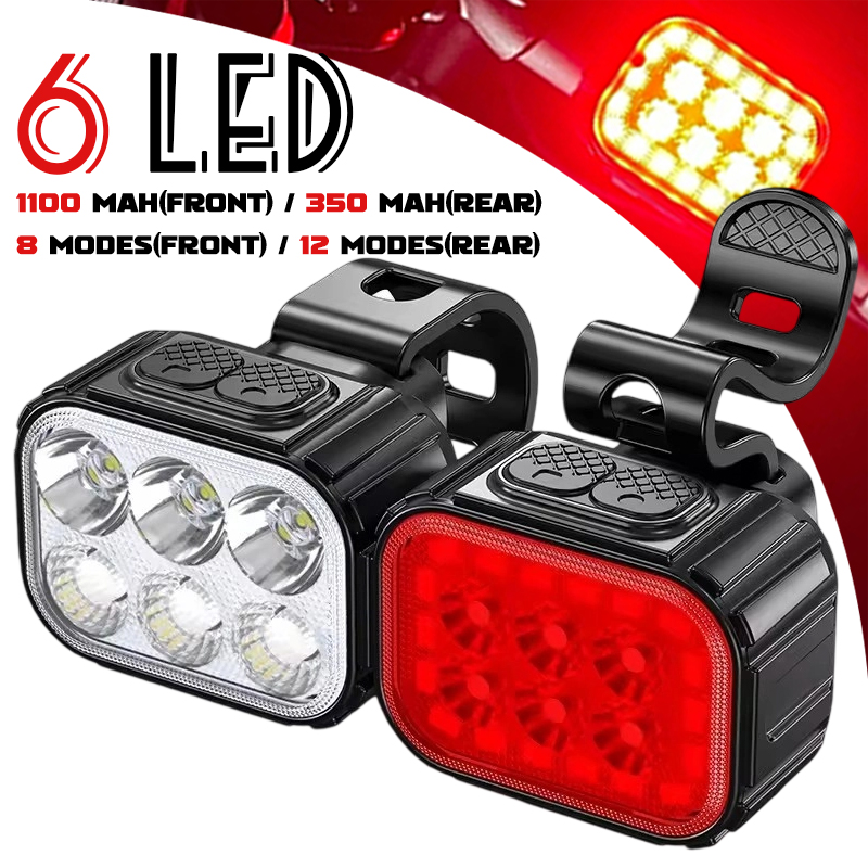 Cycling Gear Charging Station - 6 LED Bicycle Rear Light 1100mAh