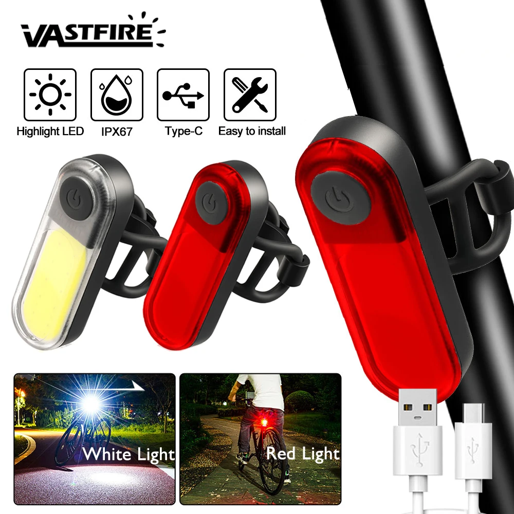 Cycling Gear Charging Station - Bike Taillight White+Red Light Waterproof Riding