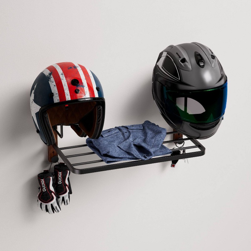 Cycling Gear Shelf - Multifunctional Wall Mount Helmet Holder Safety