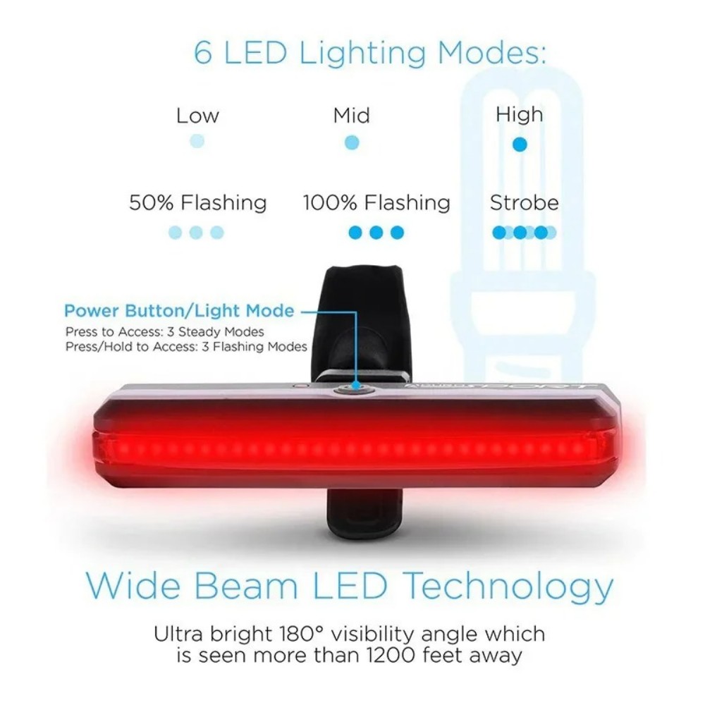 COB LED Bicycle Tail Light 6 M - Cycling Gear Charging Station recension och pris