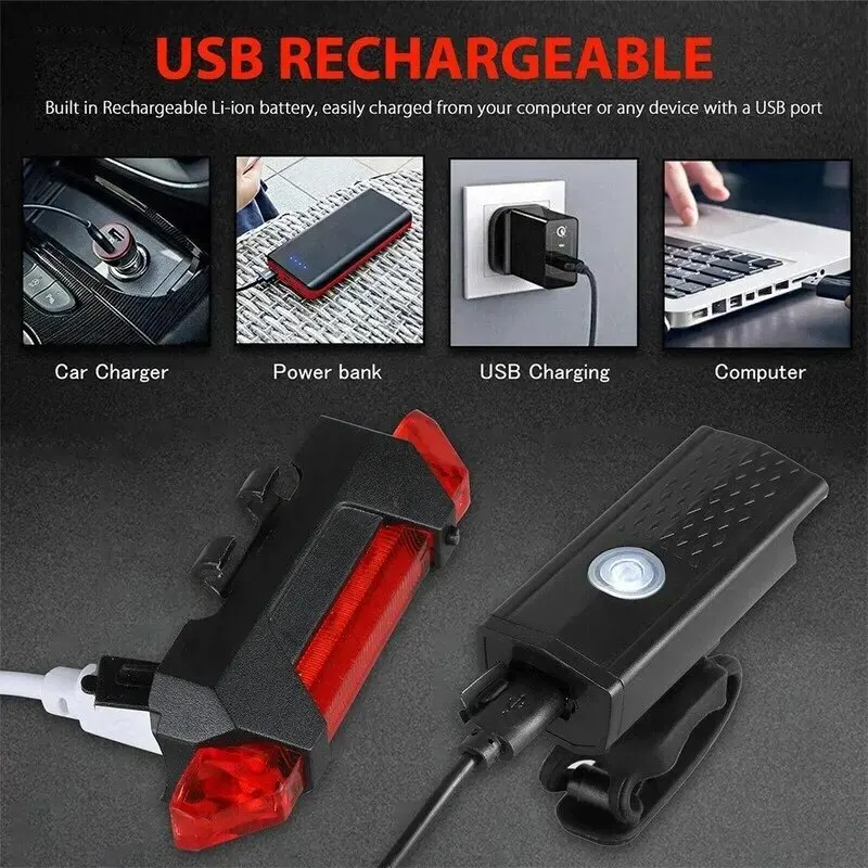 MTB Bike Front Lights USB LED  - Cycling Gear Charging Station recension och pris