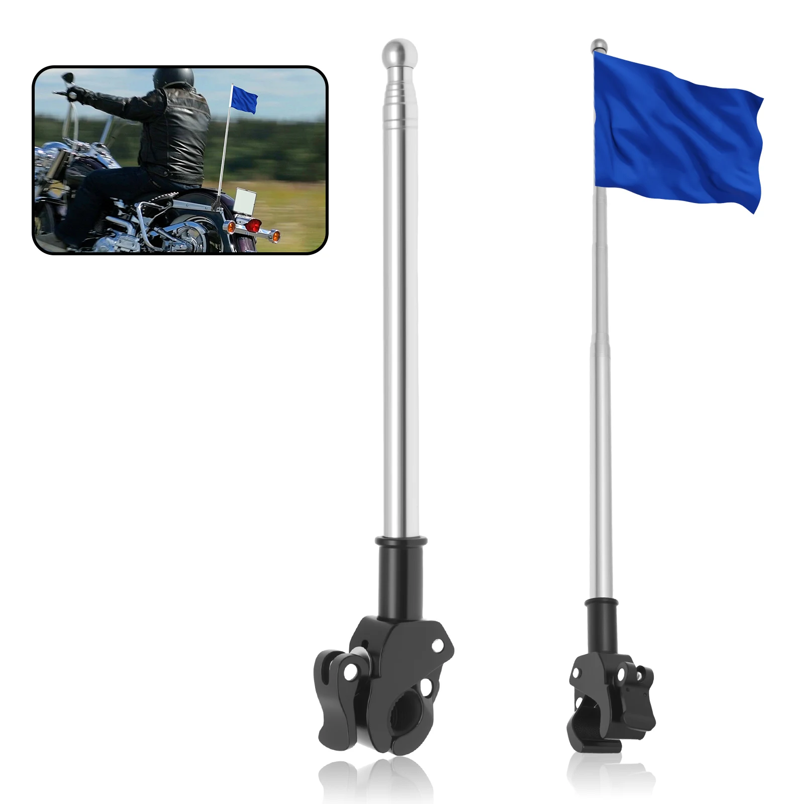 2Pcs Motorcycle Flagpole Unive - Cycling Gear Shelf recension och pris